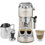 ماكينة قهوة اسبريسو ديلونجي ديديكا، بوعاء لرغوة الحليب ومدك البن، بيج - EC785.BG