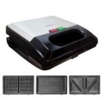 ساندوتش ميكر سوكاني 3 في 1، 750 وات، اسود وفضي - KJ-303