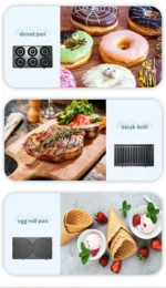⁦صانع الساندوتش والوافل سوكاني، 800 وات، 8 في1، أسود، SK-BBQ-140⁩ - الصورة ⁦3⁩