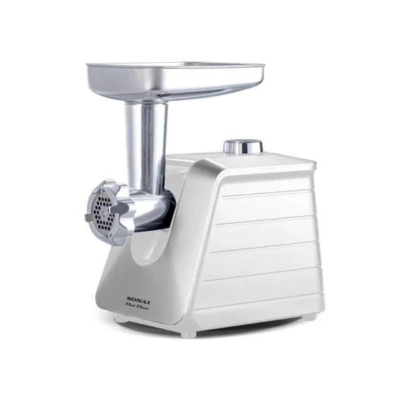 sonai-meat-mincer-sh-4000-white-color-1000-watt-3-stainless-steel-discs-4-595x595.png مفرمة لحم سوناي- مينسر 1000 وات، 3 اقراص، أبيض، SH-4000 - الصورة 1