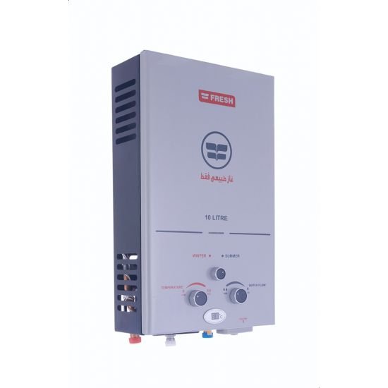⁦سخان مياه غاز فريش ، 10 لتر، فضي- Pro 10L Silver⁩ - الصورة ⁦1⁩