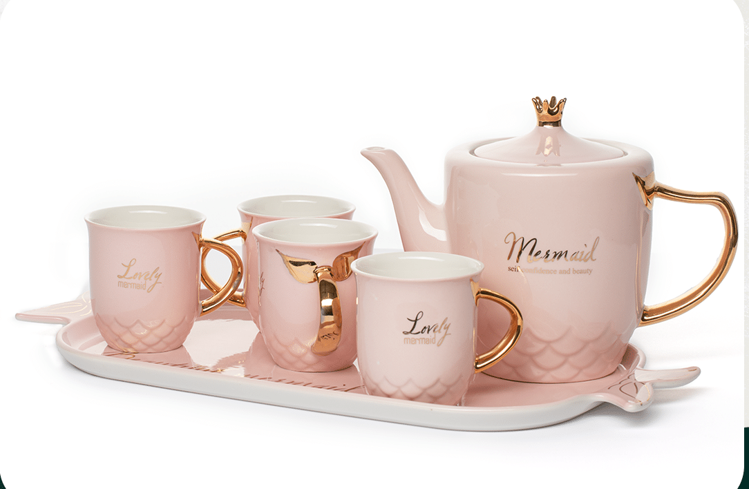16004-2 (1) طقم شاي بالصينيه ميرميد 7 ق - الصورة 1