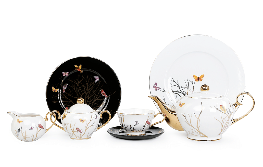 9011#1 طقم شاي 24 ق جولدن تراي - الصورة 1