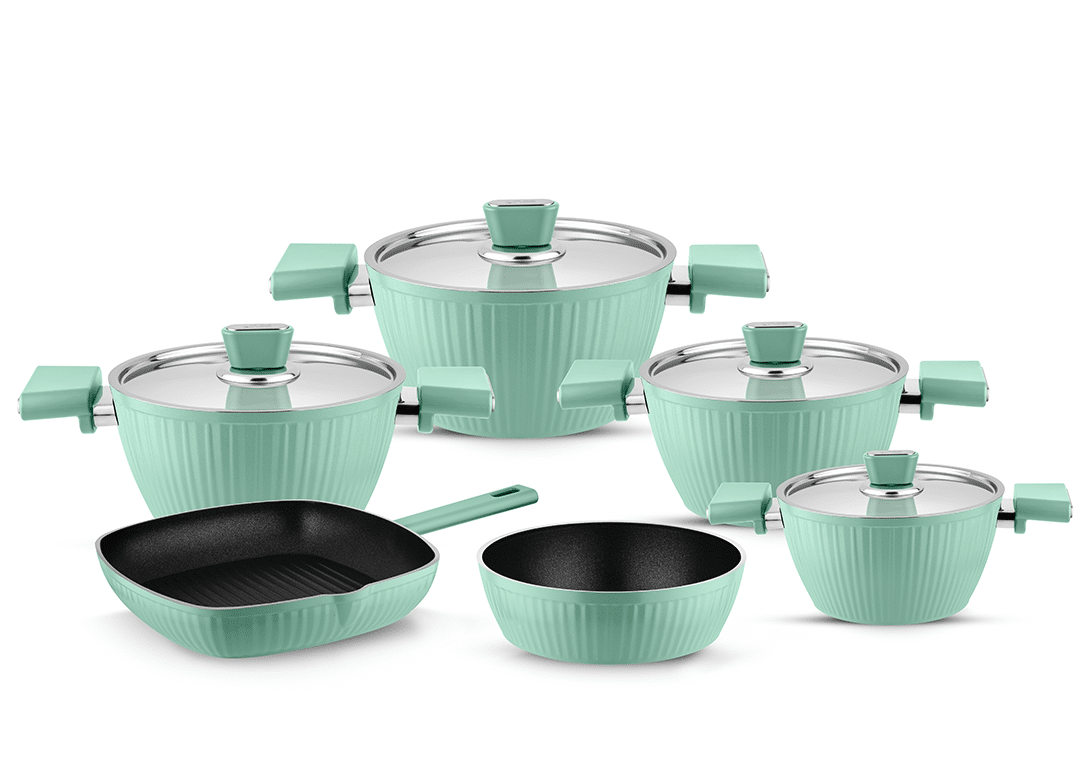 حلة استيرديا 10 ق تيفلون غطاء استيل عدل حلة 28 سم - Mint Green حلة استيرديا 10 ق تيفلون غطاء استيل عدل حلة 28 سم - الصورة 1