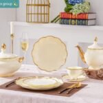 طقم عشاء بون شينا فاخر – 62 قطعة – صناعة ماليزية