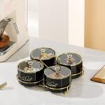 طقم تسالي بورسلين ٤ قطع بالحامل