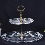 شيالة كعك كريستال مزخرفة – بحامل معدني ذهبي