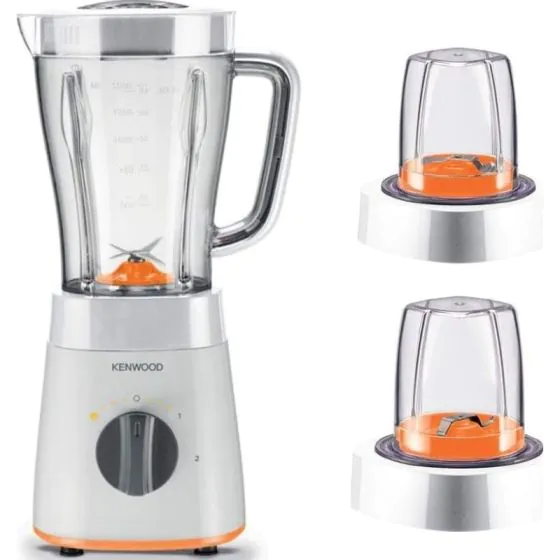 kenwood-blender-with-2-mills-500-watt-blp15360wh خلاط كينوود بـ 2 مطحنة، 500 وات، 1.5 لتر، ابيض - BLP15.360WH - الصورة 1
