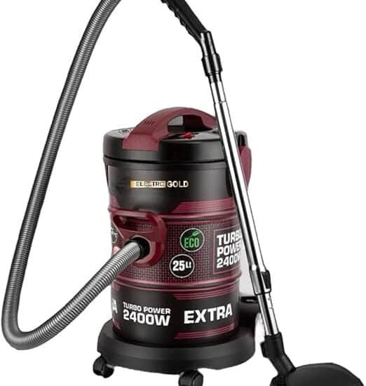 مكنسة كهربائية أسطوانية معدنية من Electrogold PVC-2400 سعة 25 لترًا
