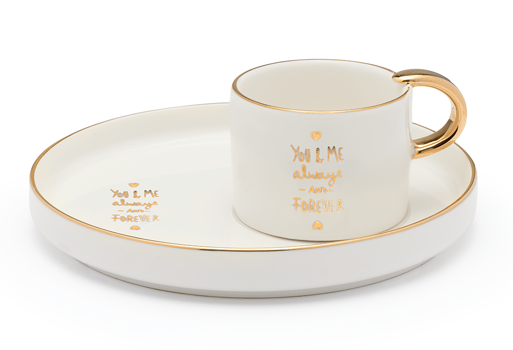 18017-1 (1) فنجان شاي مدهب بطبق ايلبس - الصورة 1