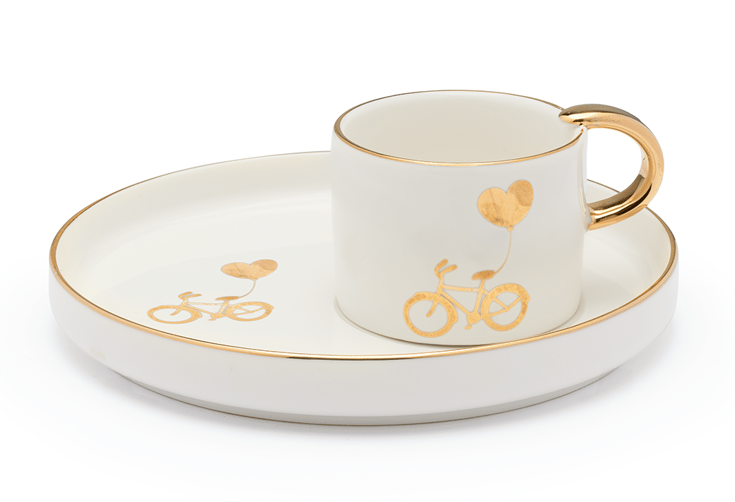 18017-3 (1) فنجان شاي مدهب بطبق ايلبس - الصورة 1