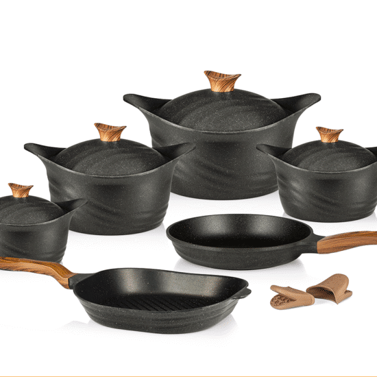 حلة جرانيت 10 ق موديل كورى حلة 32 سم + جريل + مقلاية