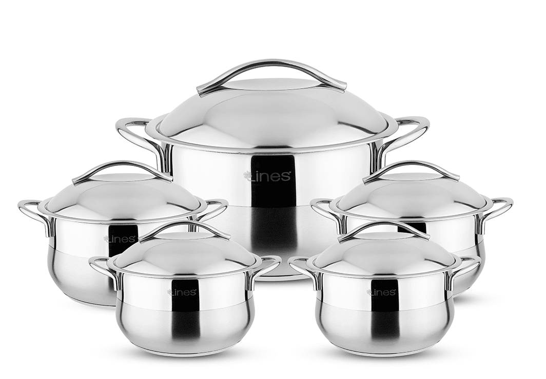 حلة تركى 10 ق استيل حلة 32 سم بومبية lines - silver حلة تركى 10 ق استيل حلة 32 سم بومبية lines - silver - الصورة 1