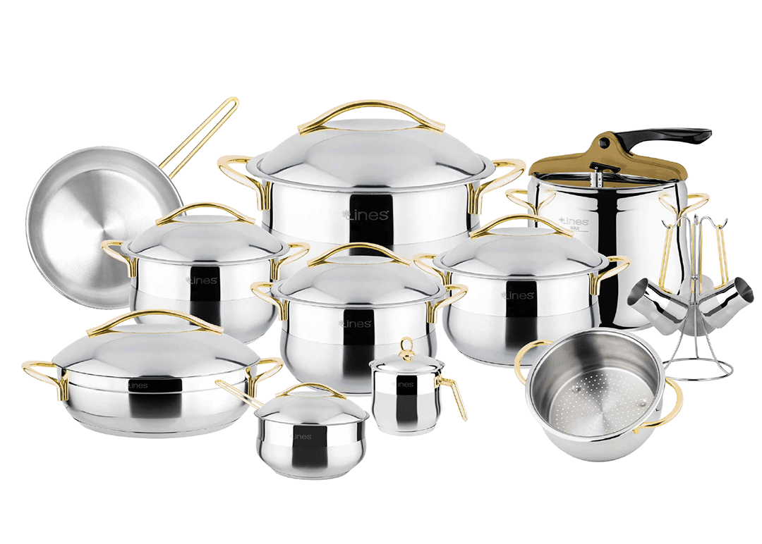 حلة تركى 24 ق استيل حلة 28 سم بومبية حلة ضغط +حلة كسكسى+كنك -Gold حلة تركى 24 ق استيل حلة 28 سم بومبية حلة ضغط +حلة كسكسى+كنك -Gold - الصورة 1