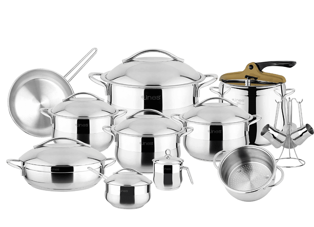 حلة تركى 24 ق استيل حلة 28 سم بومبية حلة ضغط +حلة كسكسى+كنك -Silver حلة تركى 24 ق استيل حلة 28 سم بومبية حلة ضغط +حلة كسكسى+كنك -Silver - الصورة 1