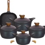 طقم حلل ٩ قطع مدور (4 حلة + جريل 30سم)