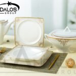 طقم عشاء بورسلين سكوير مذهب – الأندلس (62 قطعة) #1