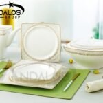 طقم عشاء بورسلين سكوير مذهب – الأندلس (62 قطعة) #3